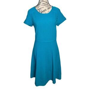Talbots Turquoise Rayon/Nylon Knit Fit and Flare Dress
